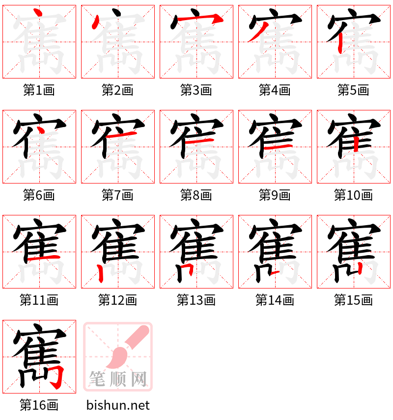 寯 笔顺规范