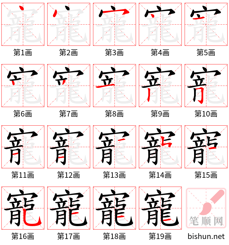 寵 笔顺规范