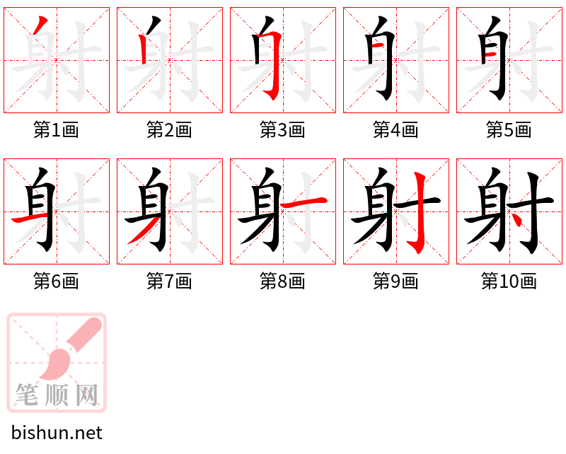 射 笔顺规范