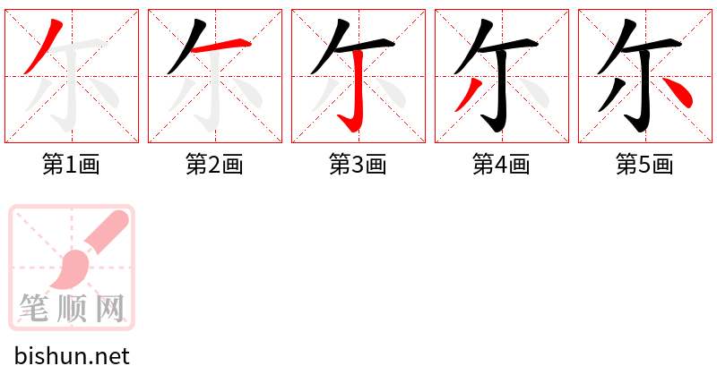 尓 笔顺规范