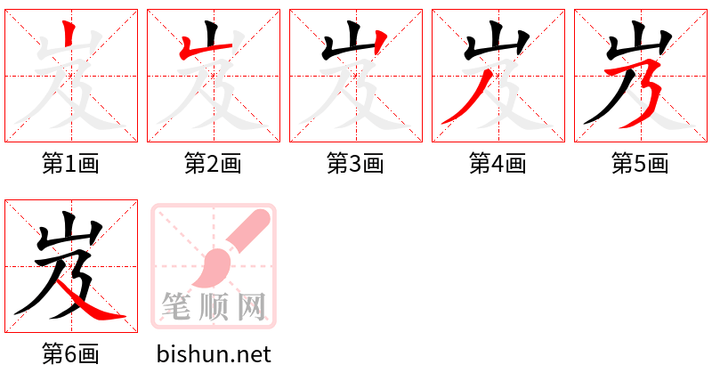 岌 笔顺规范