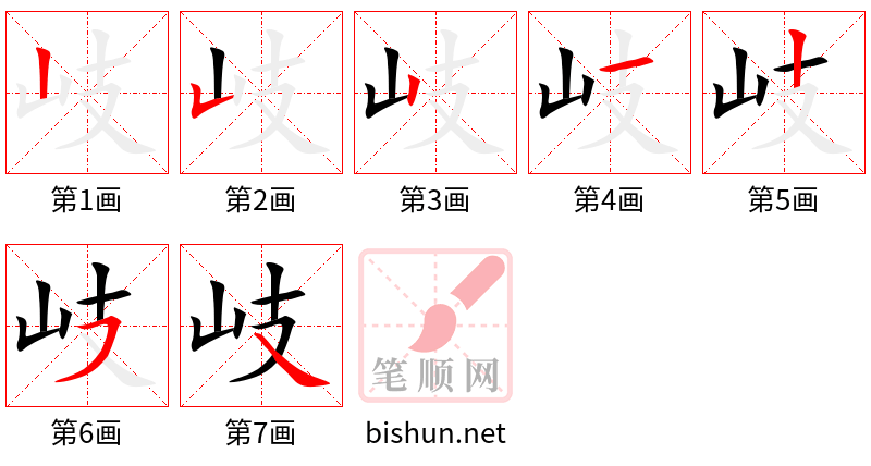 岐 笔顺规范