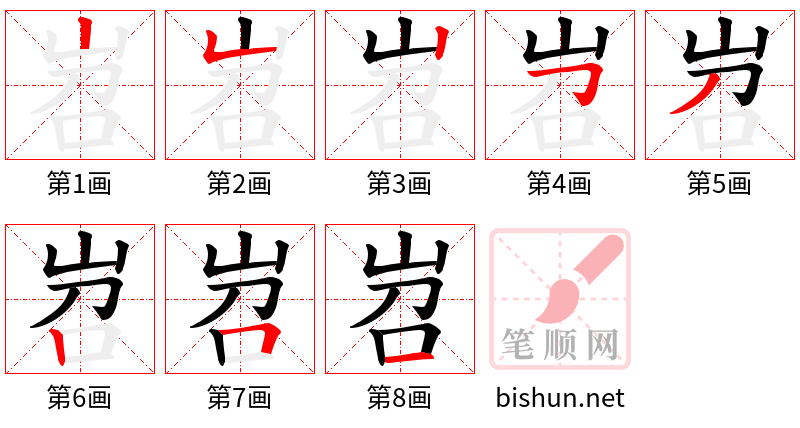 岧 笔顺规范