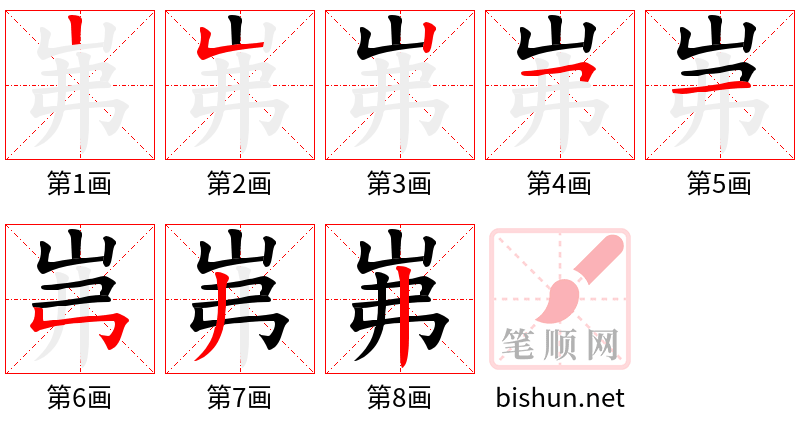 岪 笔顺规范