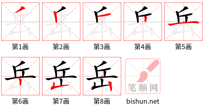 岳 笔顺规范