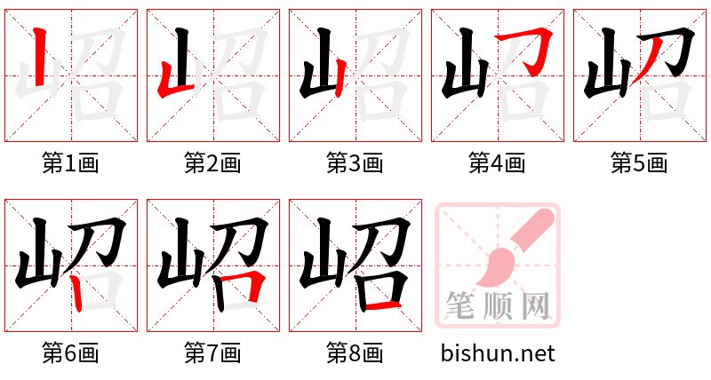 岹 笔顺规范