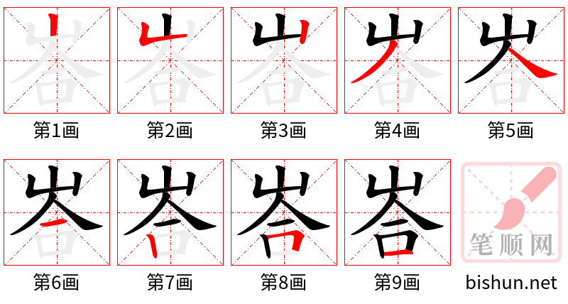 峇 笔顺规范