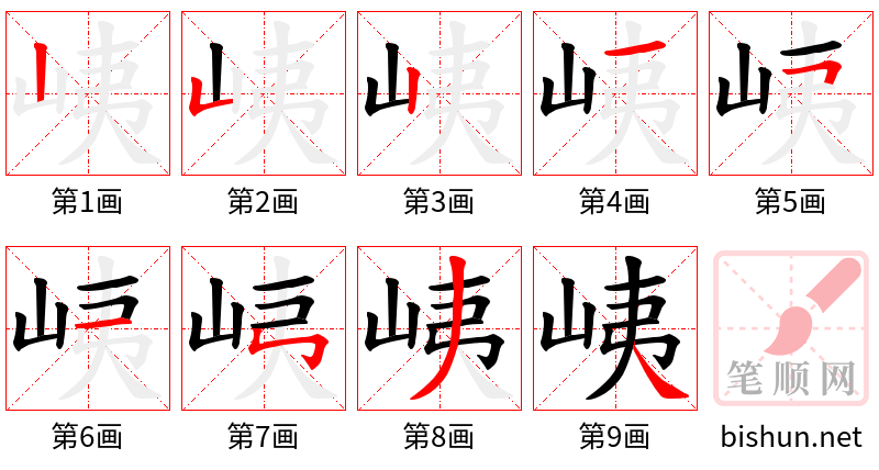 峓 笔顺规范