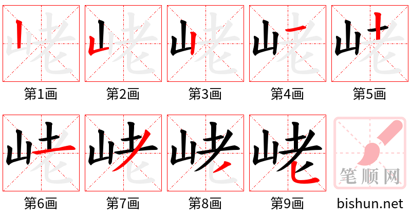 峔 笔顺规范