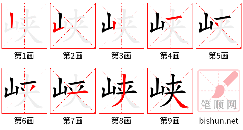 峡 笔顺规范