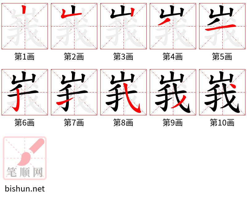 峩 笔顺规范