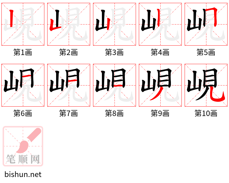 峴 笔顺规范