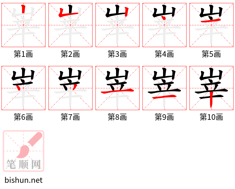 峷 笔顺规范