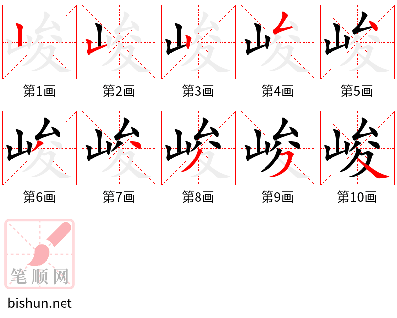 峻 笔顺规范