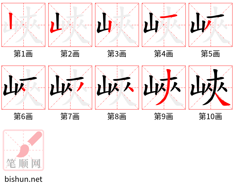 峽 笔顺规范