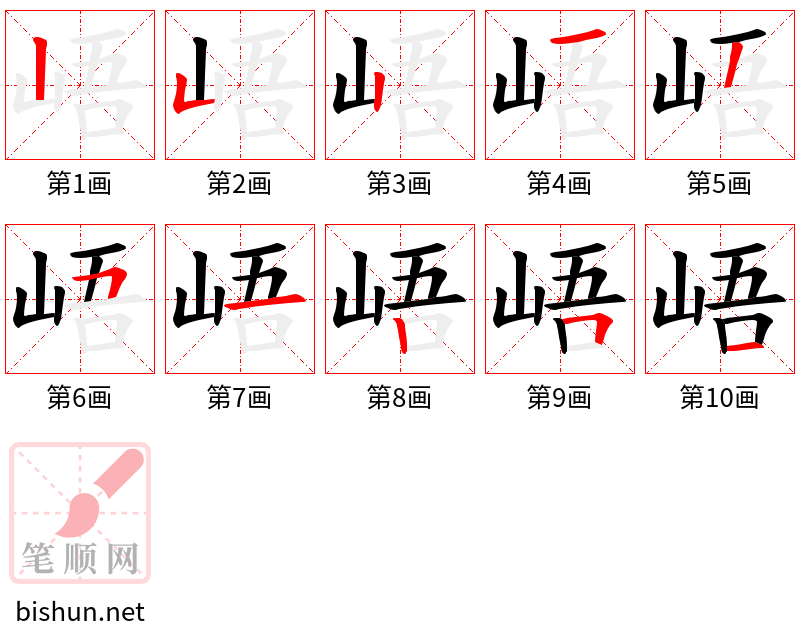 峿 笔顺规范