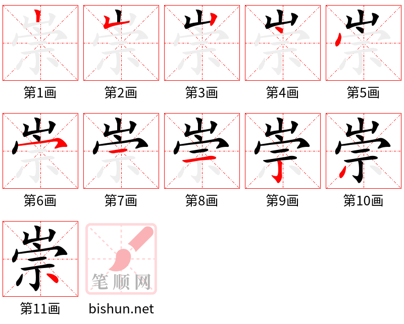 崇 笔顺规范