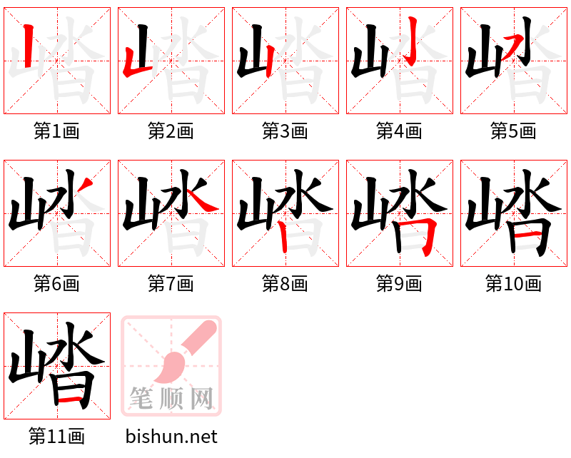 崉 笔顺规范