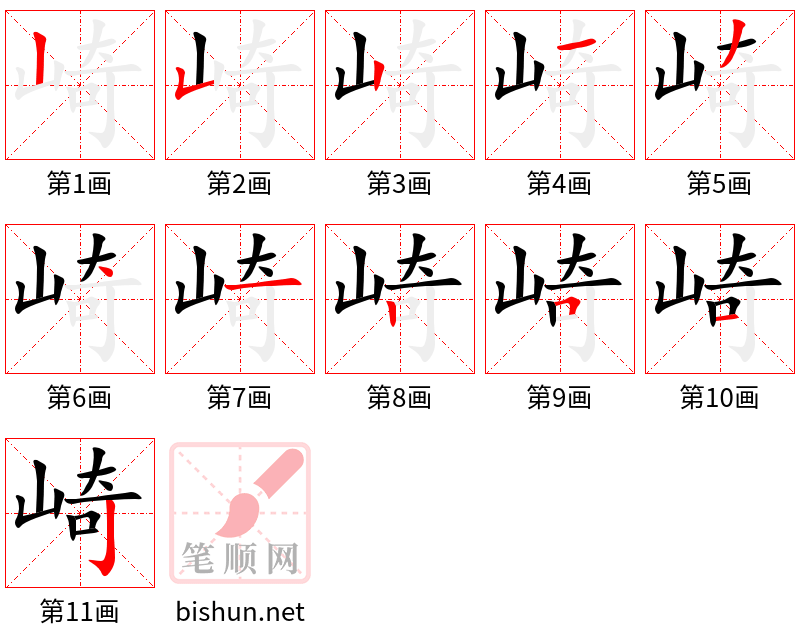 崎 笔顺规范