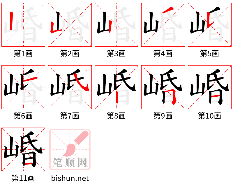 崏 笔顺规范