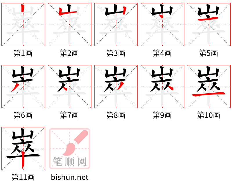 崒 笔顺规范