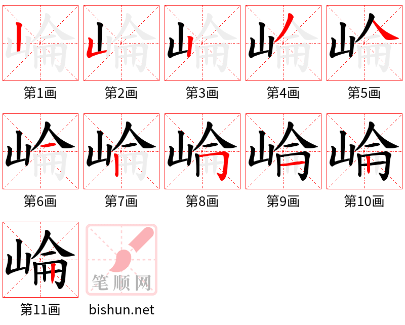 崘 笔顺规范