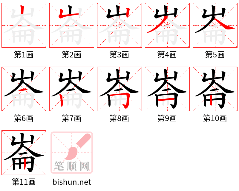 崙 笔顺规范