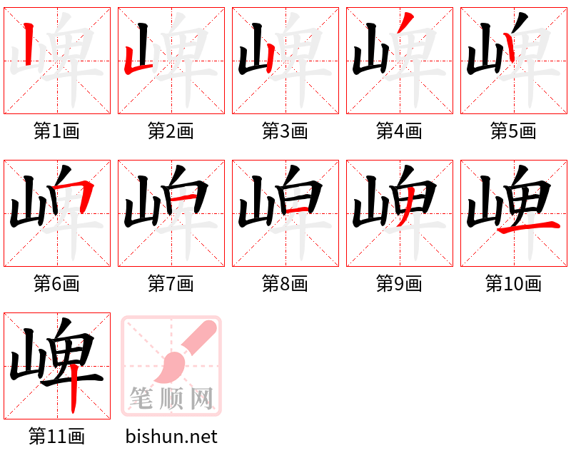 崥 笔顺规范