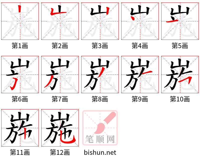 崺 笔顺规范