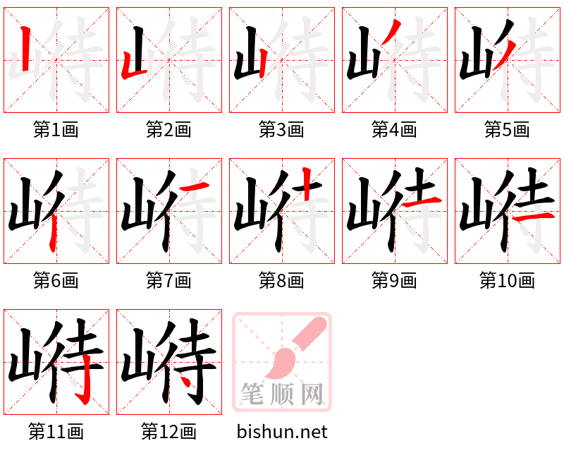 崻 笔顺规范