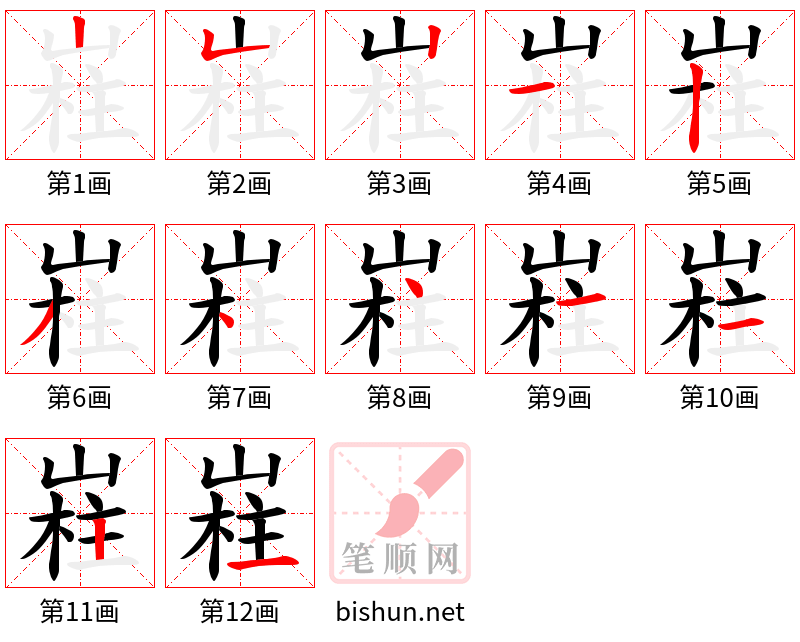 嵀 笔顺规范