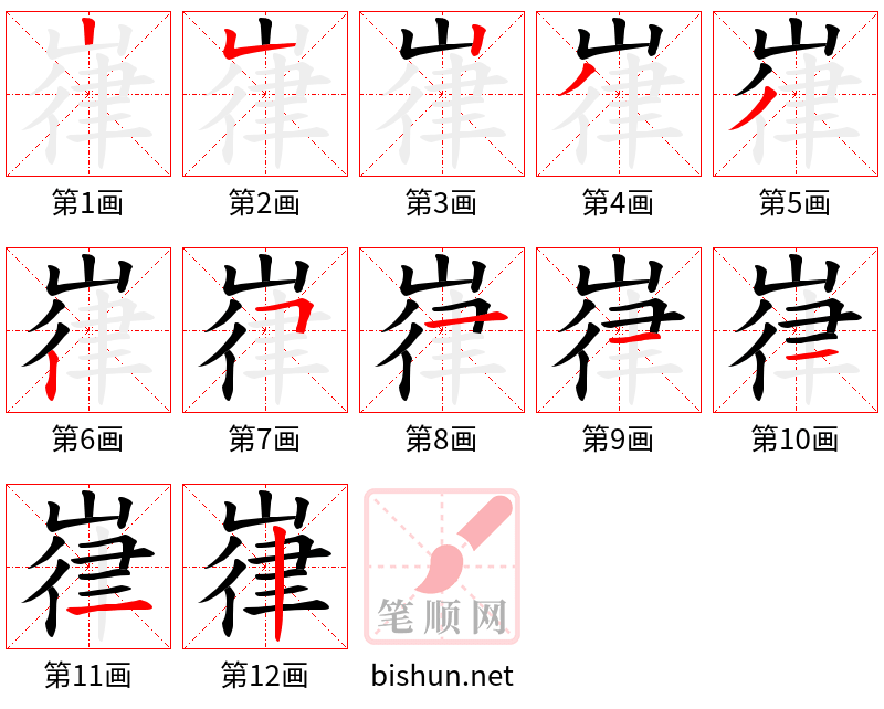 嵂 笔顺规范