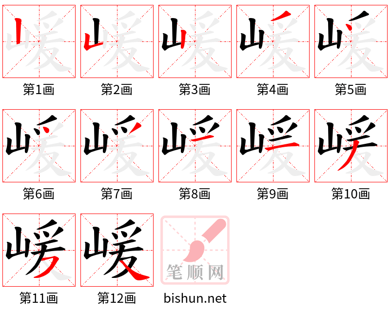 嵈 笔顺规范