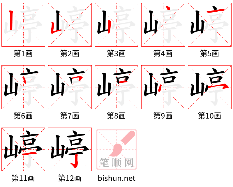 嵉 笔顺规范