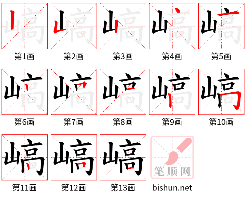 嵪 笔顺规范