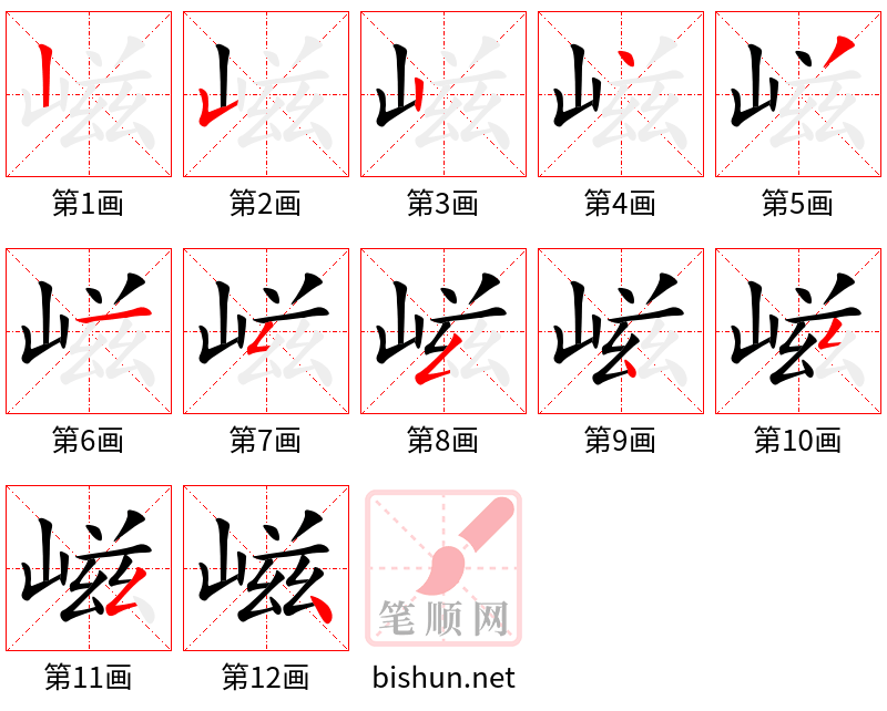 嵫 笔顺规范