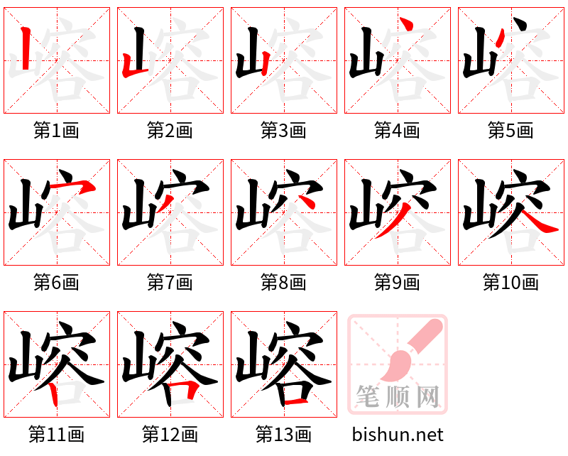 嵱 笔顺规范