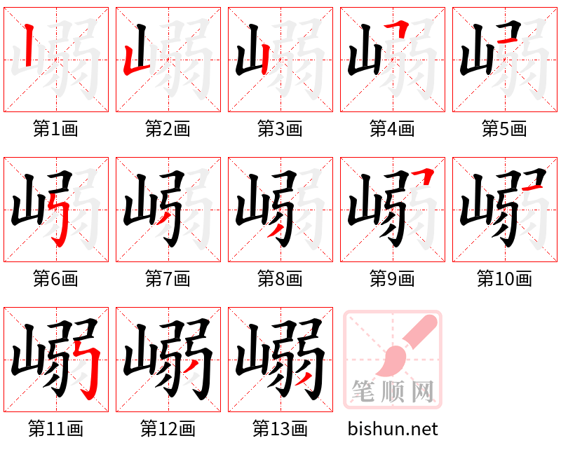 嵶 笔顺规范