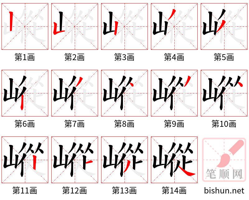 嵷 笔顺规范