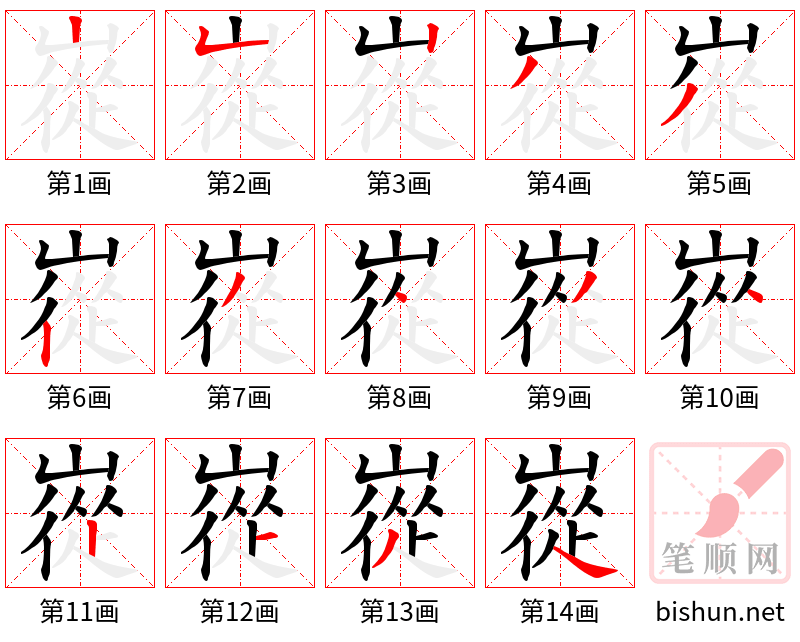 嵸 笔顺规范