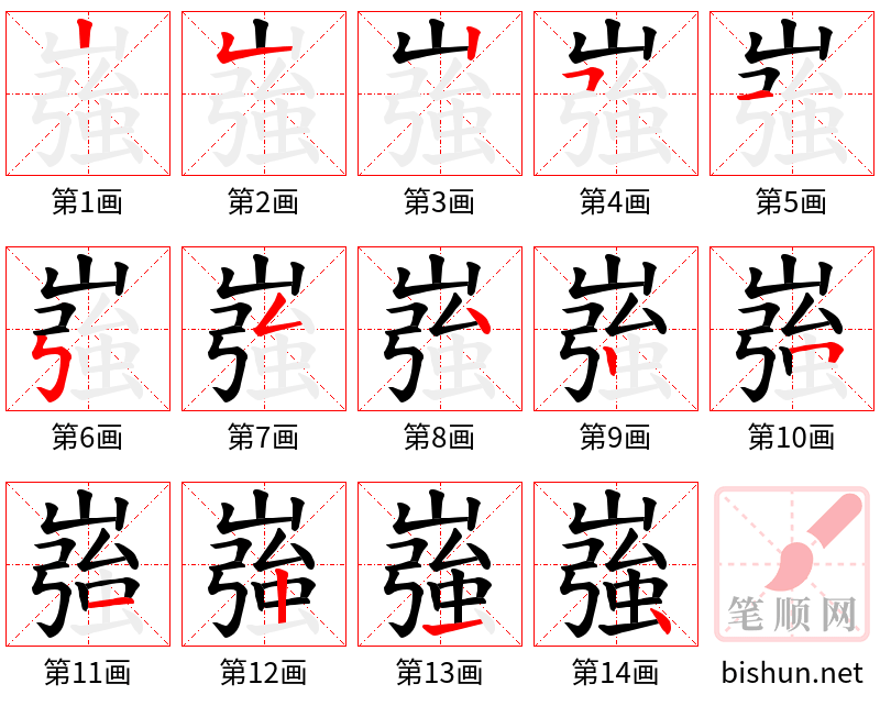 嵹 笔顺规范