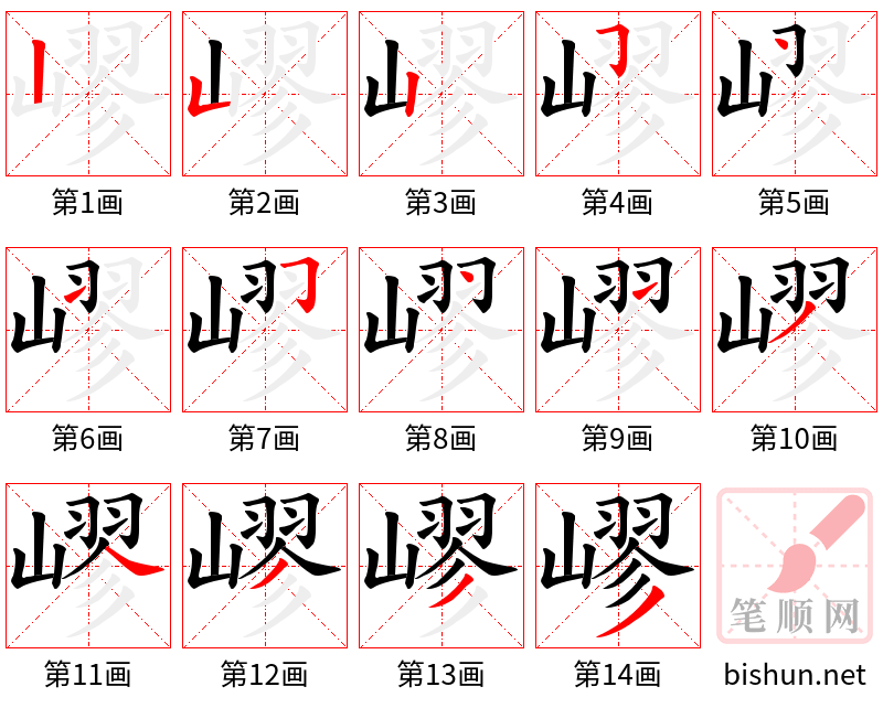 嵺 笔顺规范