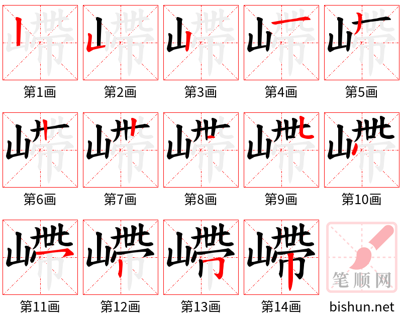 嵽 笔顺规范