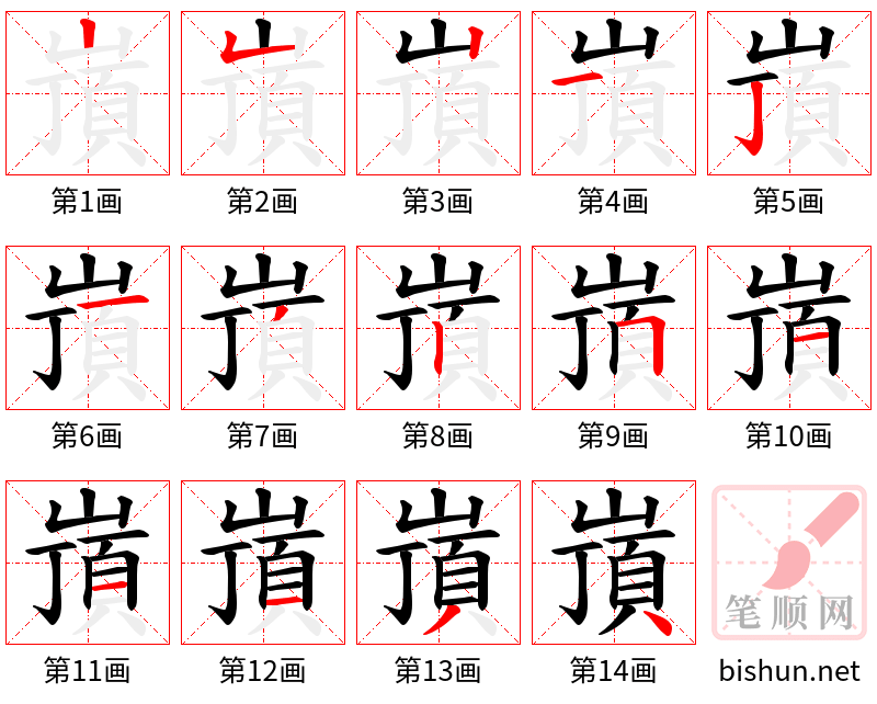 嵿 笔顺规范