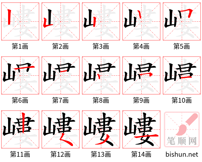 嶁 笔顺规范