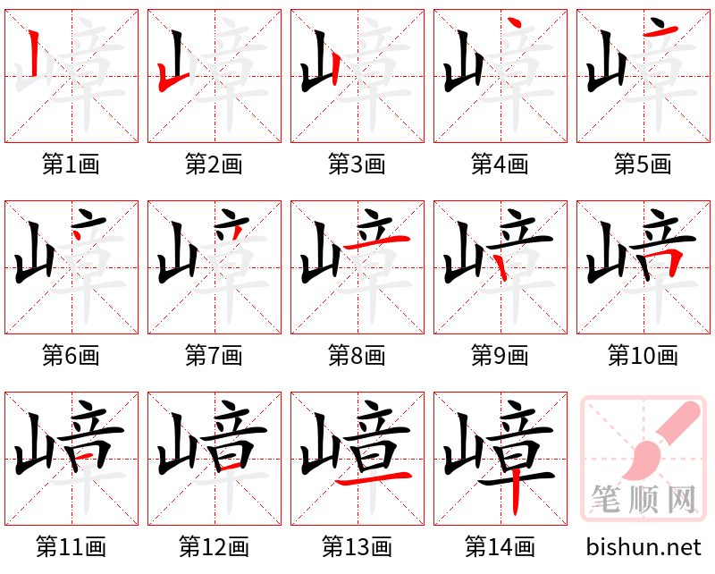 嶂 笔顺规范