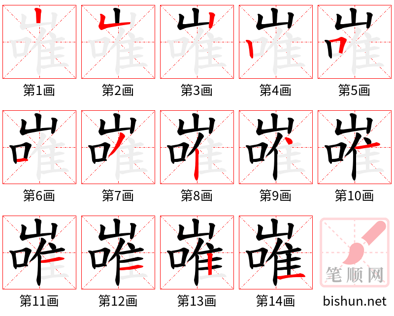 嶉 笔顺规范