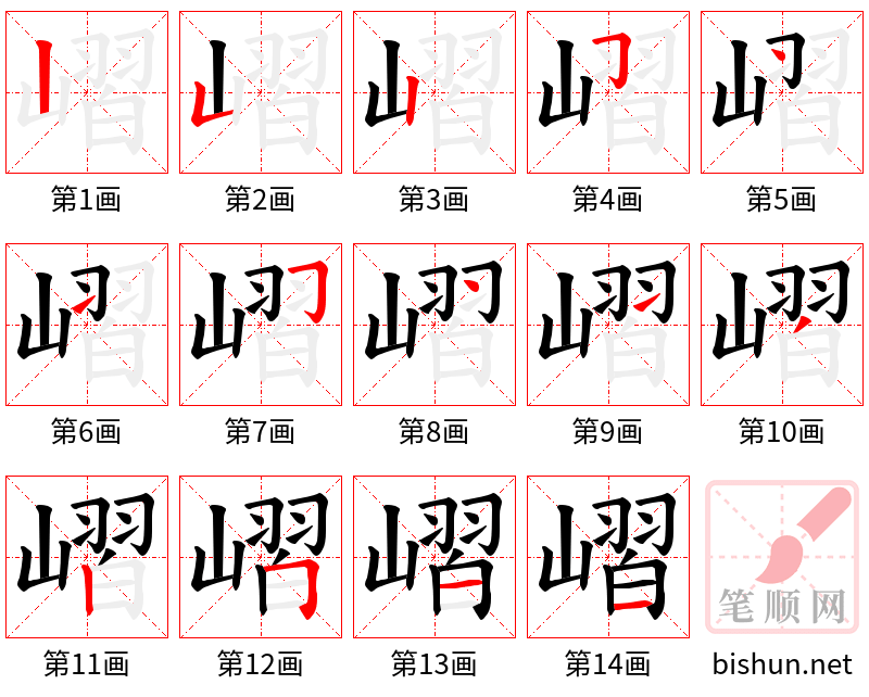 嶍 笔顺规范