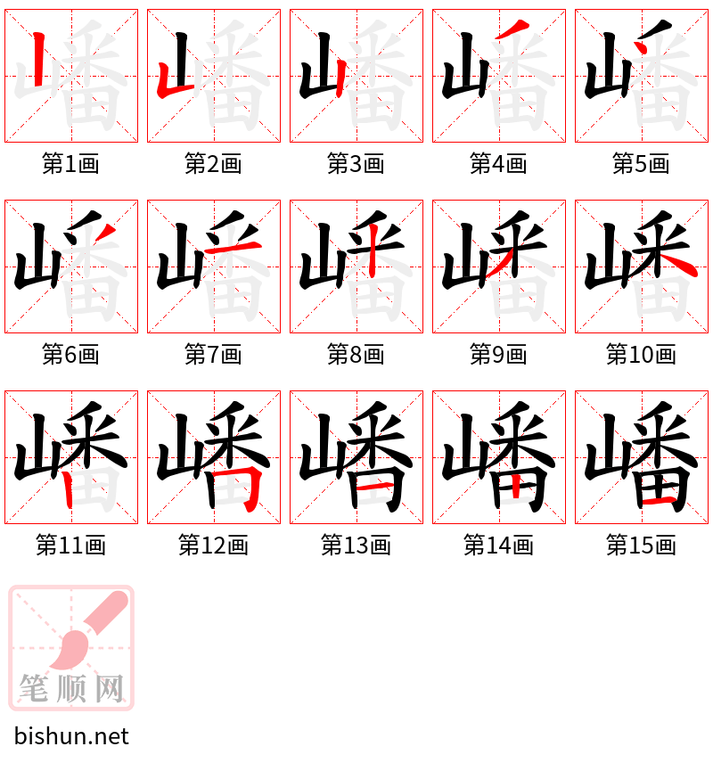 嶓 笔顺规范