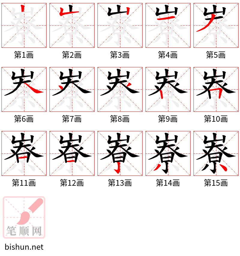 嶚 笔顺规范